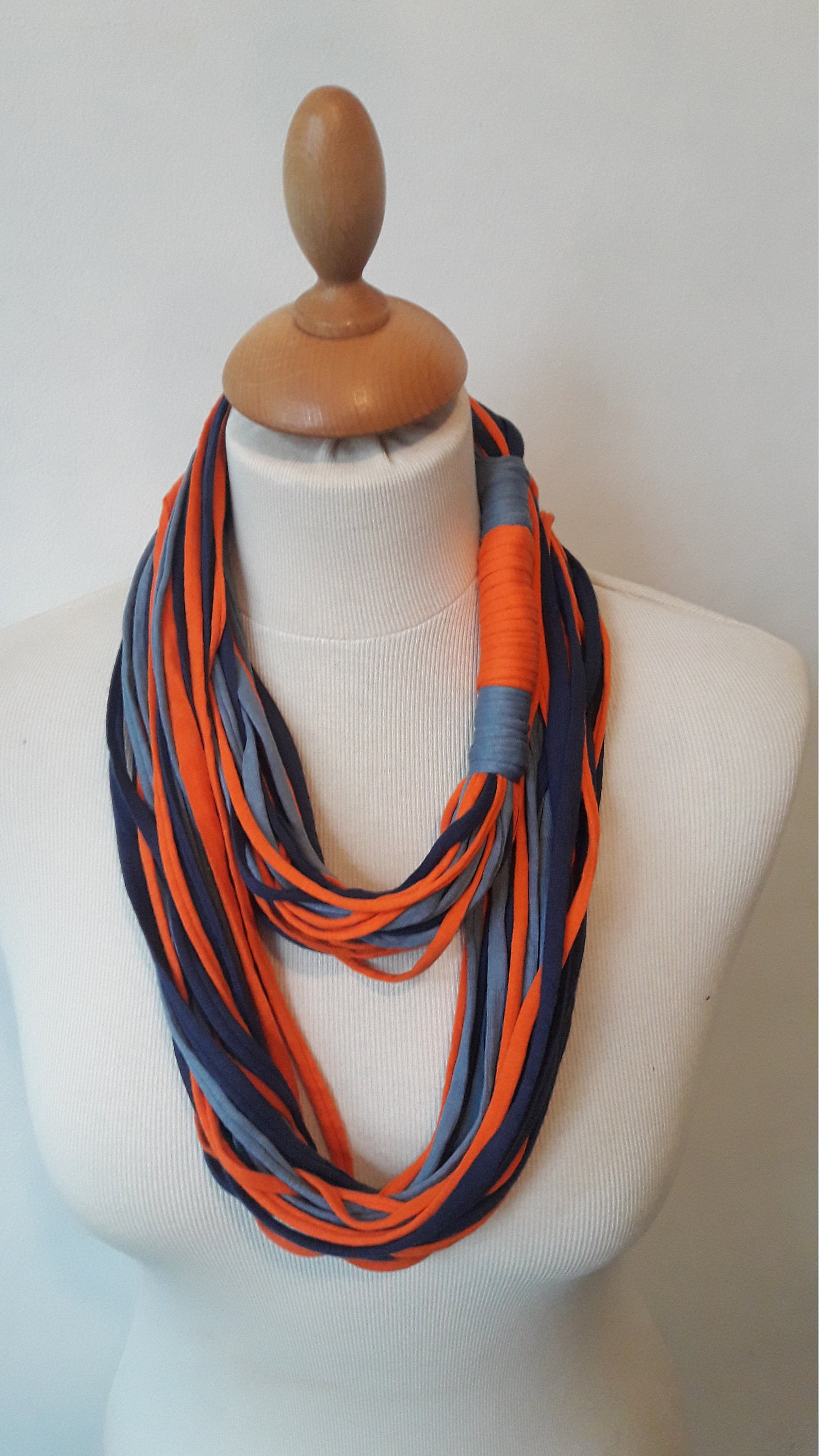Infinity scarf Fabric scarf Statement necklace Two tone Etsy