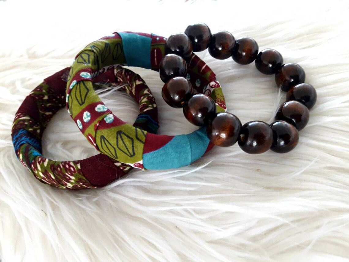 Pendientes de tela africana & pulseras pulseras africanas Etsy