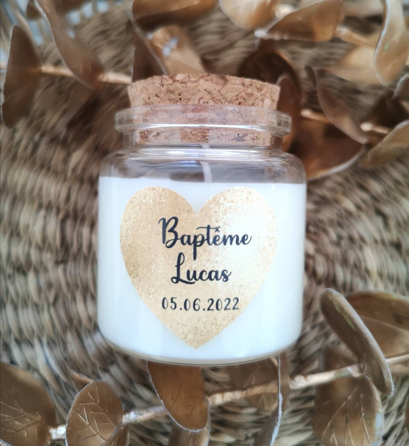 Bougie Stickers Coeur Baptême, Mariage, Anniversaire