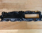 Antique vintage cast iron art nouveau name platemail slot steampunk industrial part repurpose