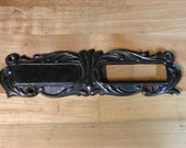 Antique vintage cast iron art nouveau name platemail slot steampunk industrial part repurpose