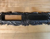 Antique vintage cast iron art nouveau name platemail slot steampunk industrial part repurpose