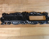 Antique vintage cast iron art nouveau name platemail slot steampunk industrial part repurpose