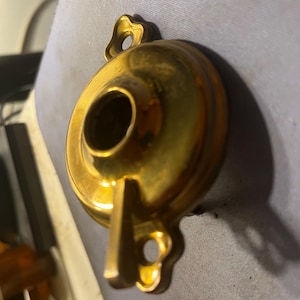 Antique vintage brass door knob lock back plate