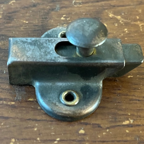 Antique vintage small copper flash japanned cabinet door latch lock part