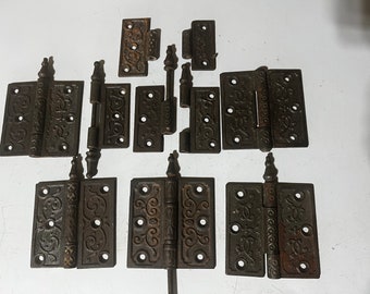 Antique vintage cast iron victorian eastlake door hinge parts