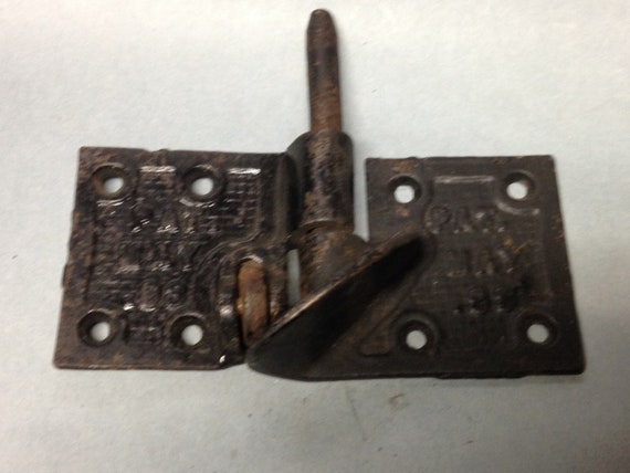 old vtg Antique victorian heavy Iron door Hinges hardware architectural salvage