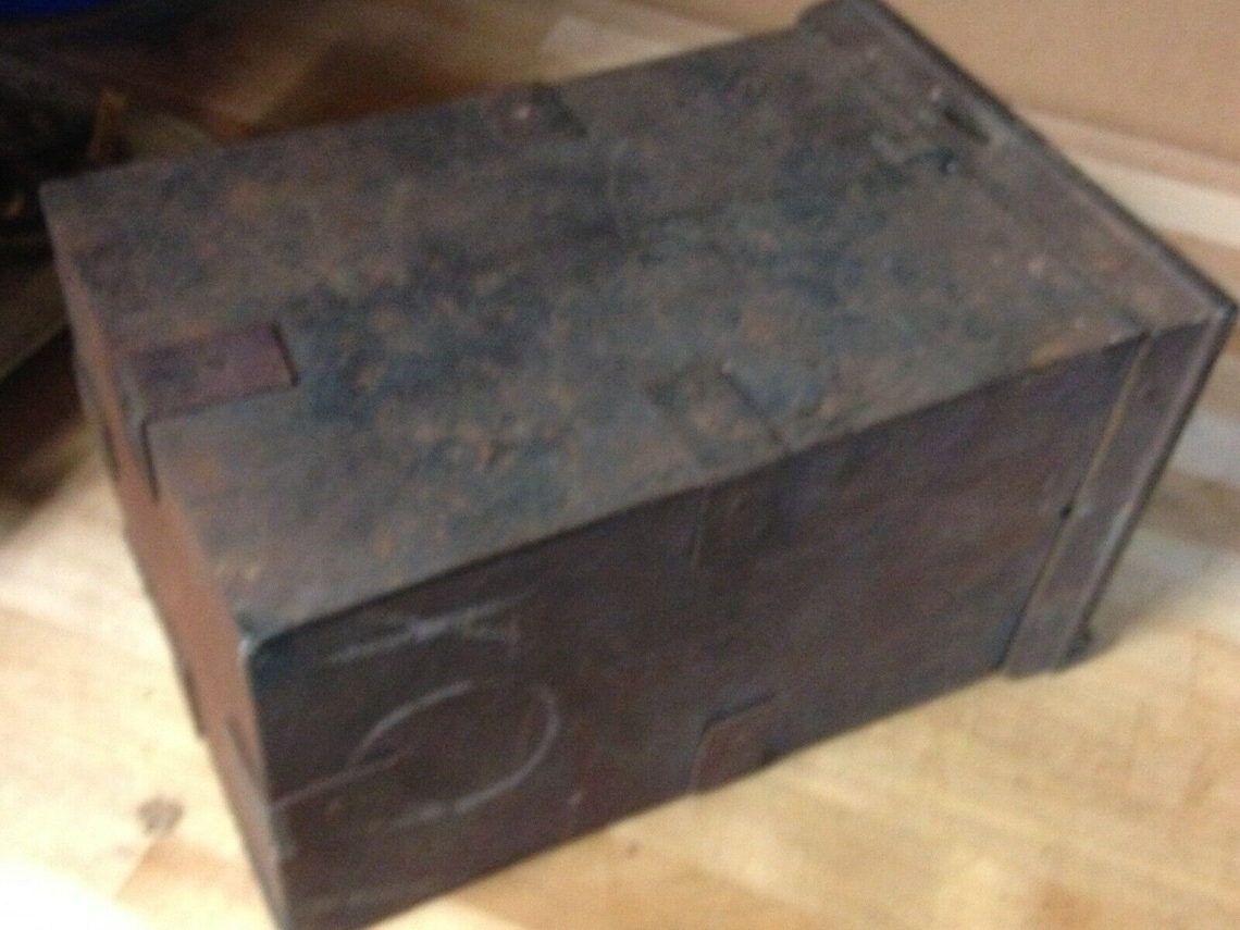 ANTIQUE VINTAGE CAST iron lock box strong box with drawer Etsy