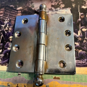 Antique Vintage nickel plated brass stanley 4&quot; door hinge