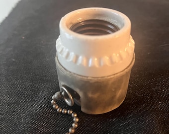 Antique vintage h&h porcelain light socket lamp part
