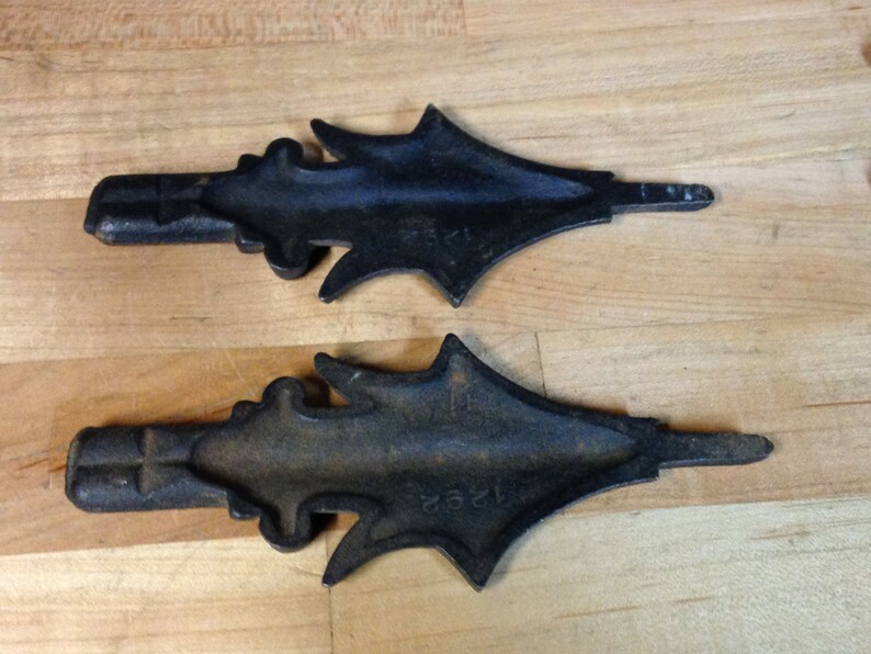 Antique vintage art deco cast iron curtain drapery rod finial parts repurpose reclaimed