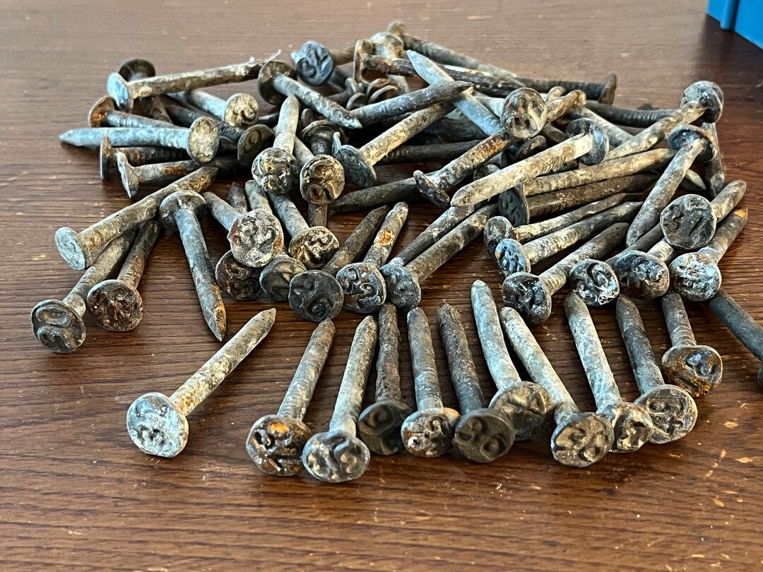 Antique Vintage Railroad Date Cast Iron Nails Repurpose Etsy