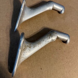 Antique vintage lot of 2 aluminum hand rail bracket parts