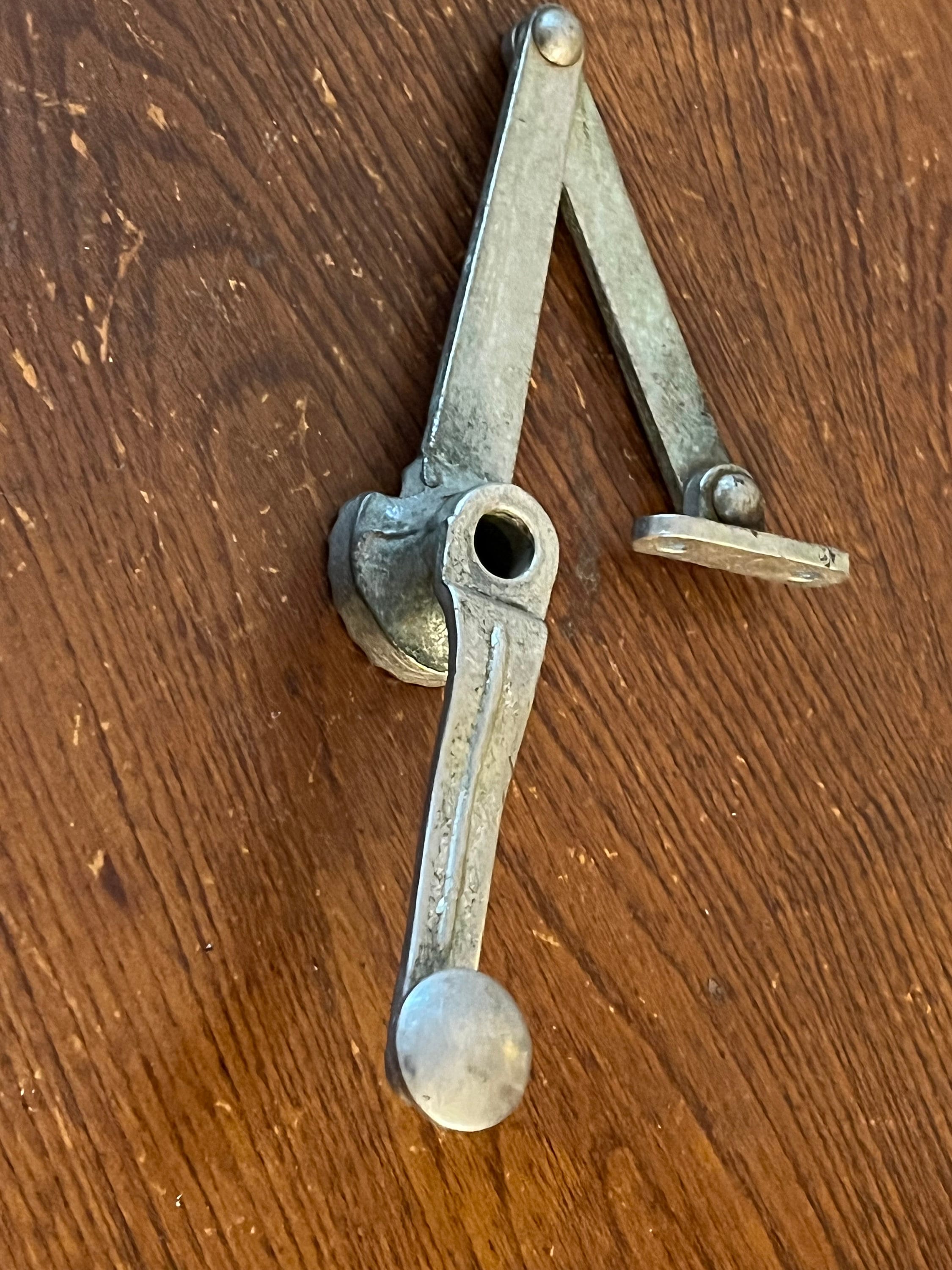 Antique vintage nickel plated brass casement window crank handle part