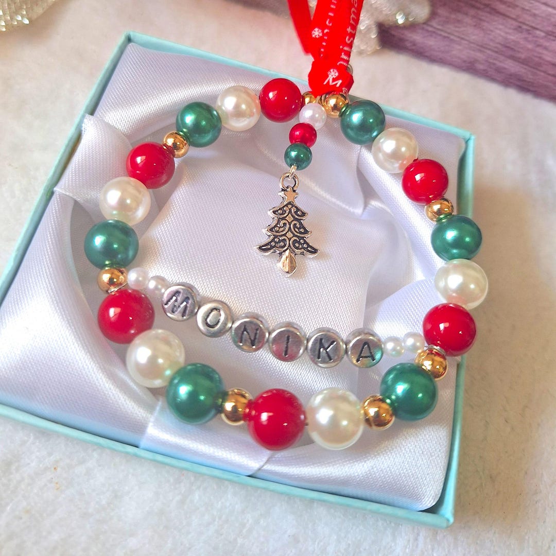 Custom Name Ornament Personalized Beaded Christmas Ornament for Secret