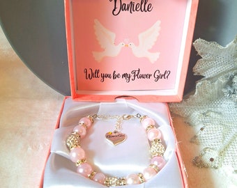 Flower girl bracelet Will you be my flower girl gift | Personalized flower girl proposal | Custom flower girl bracelet | Asking flower girl