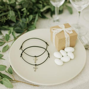 50 Black Cross Wish Bracelets: Memorial Funeral Favors, Religious Jewelry