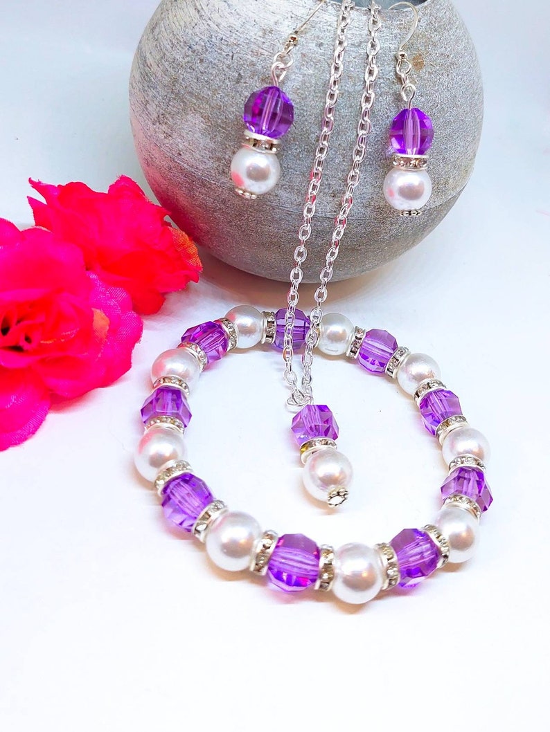 Purple Jewelry Set Bridesmaids Jewelry Summer Gift for Her Etsy
