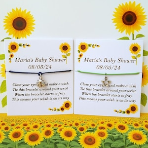 50 Sunflower Baby Shower Favor Bracelets: Custom Wish String, Bulk Gifts
