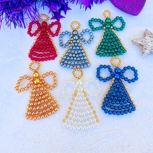 Angel beaded Christmas ornaments | Handmade beaded christmas decor | Beaded angels christmas tree | Houswarming gift angel ornaments
