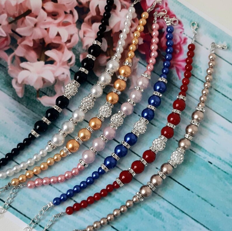 Bachelorette gift adjustable bracelet Bridal shower Red pearl bracelet wedding jewelry gift from bride Matron of Honour custom bracelet