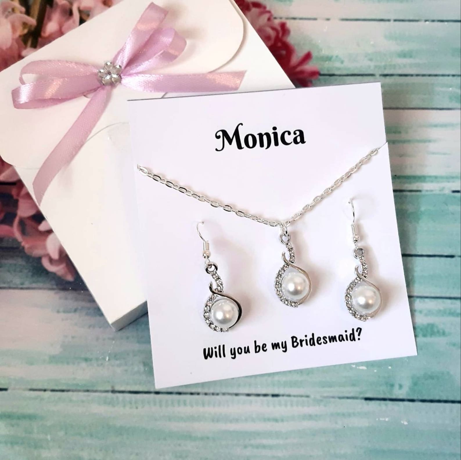 Bridesmaid jewelry gift set Bridesmaid gift Bridal party Etsy