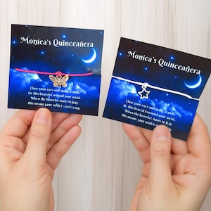 10 Quinceañera Bracelet Favors: Under the Stars Party, Adjustable Charm (Set of 10)