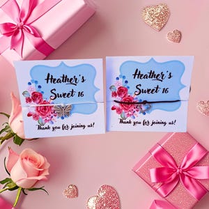 10 Sweet 16 wish bracelets party favors | Quinceañera keepsakes bulk party gifts | Personalized sweet 15 party favours gifts to guests