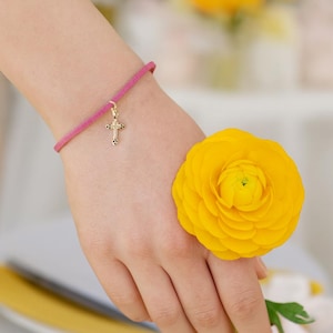 25 roze suède armband gunsten: doop, quinceanera, babyshower