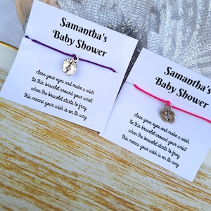 50 pulseras de deseos para regalos de baby shower, pulseras de hilo personalizadas, regalos para baby shower, ideas de regalos personalizadas para baby shower, pulseras a granel para invitados