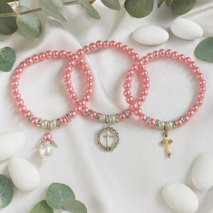 50 pink angel bracelets wedding favors for guests, Sweet 16 party favors/ quinceañera/ first communion gifts, Hot pink bracelets baby shower