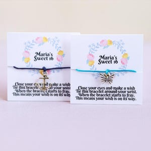 10 Personalized wish bracelets sweet 16 favor, Girls party favor Quinceañera gifts, Thank you gift butterfly bracelet sweet 16 bulk bracelet