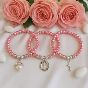 25 pink angel bracelets wedding favors for guests, Sweet 16 party favors/ quinceañera/ first communion gifts, Hot pink bracelets baby shower