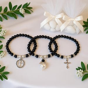 10 black  bracelets for quinceañera favors, Wedding favours pearl bracelets, Sweet sixteen bracelets gifts to girls, Birthday party gifts