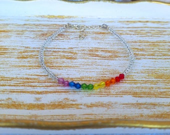 Gay Pride jewelry bracelet LGBTQ rainbow jewelry gay gift, Lesbian Pride jewellery, Valentines gift gay rainbow bracelet rainbow bracelet