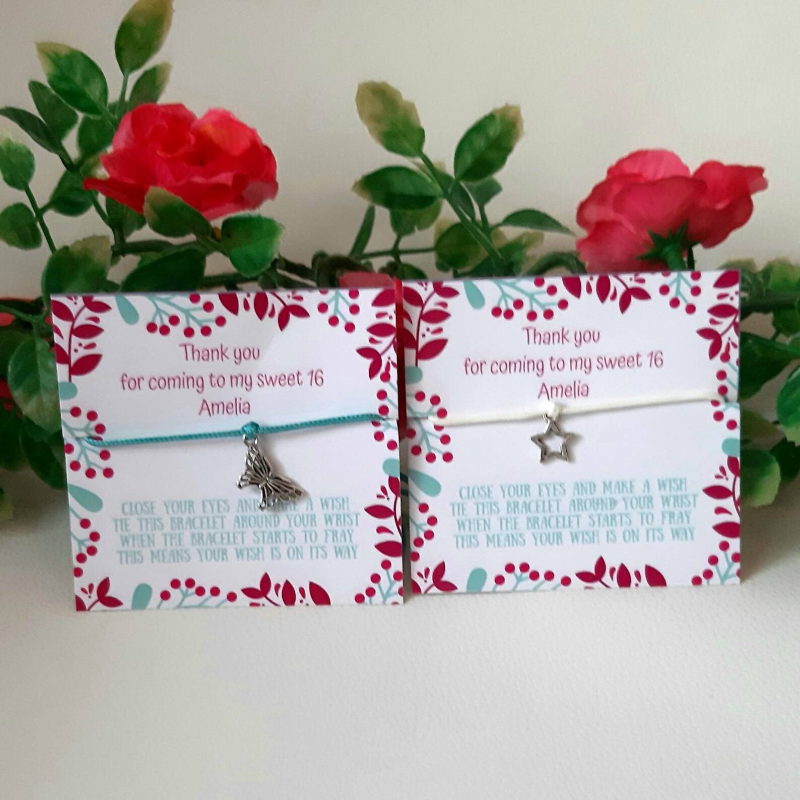 Quinceañera wish bracelets 10 pieces personalised card Custom Etsy