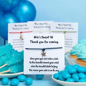 50 Quinceañera Wish Bracelet Favors – Personalized Charm Bracelets for Guests – Thank You Party Gifts – Sweet 16 Bracelets for Girls