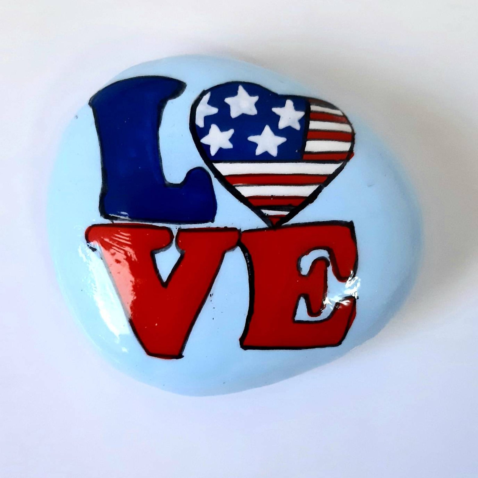 Usa Flag Painted Rocks 4th of July Gift for Him Patriot Gift Etsy