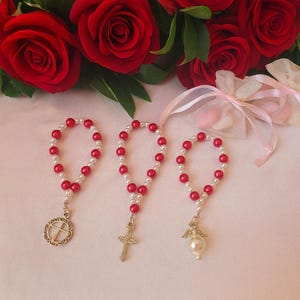 Red Rosary Party Favors: Sweet Sixteen, Baby Shower Keepsakes (Set of 50)