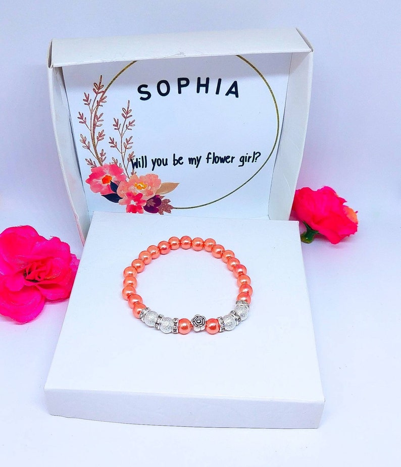Personalized Flower Girl Proposal Bracelet Custom Flower Etsy