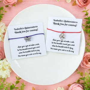 SWEET 16 wish bracelets 10 pieces personalized gift, Custom card small star wish bracelets for party favors, Quinceañera party favors