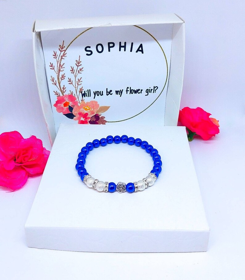 Personalized Flower Girl Proposal Bracelet Custom Flower Etsy