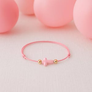25 pink cross bracelets girl&#39;s baptism keepsakes, Pink bracelets bulk 1st communion memorabilia, Sweet 16 religious bracelets party gifts