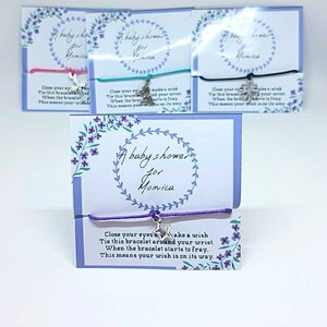 50 custom baby shower wish bracelets Personalized baby shower party favors bulk bracelets Bulk string bracelets thank you gift baby girl