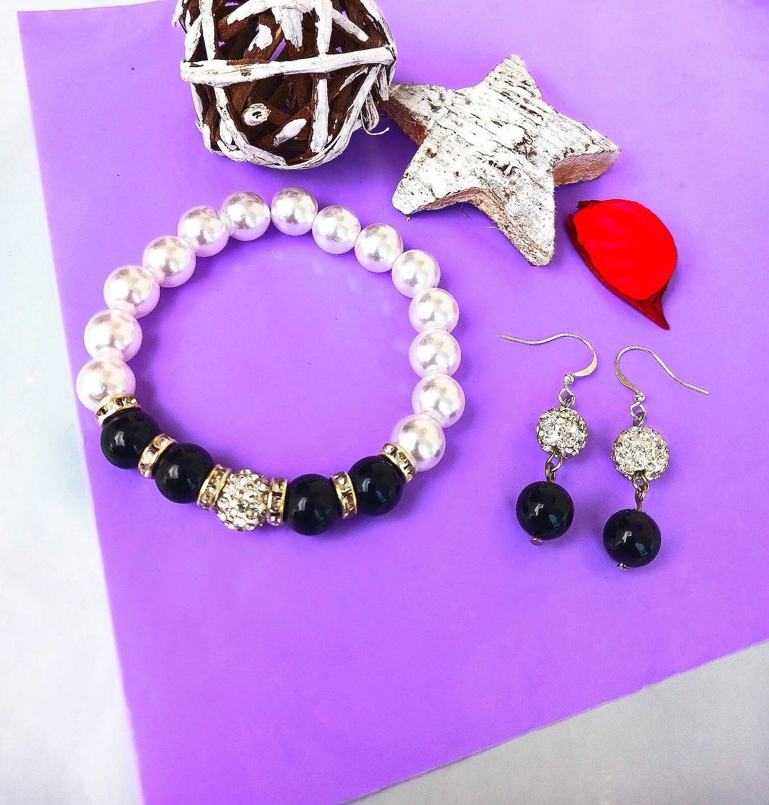 Black and White Jewelry Setmaid of Honor Giftwedding Etsy