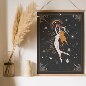 Aquarius Poster, Astrological Print, Zodiac Wall Decor, Celestial Decor, Sun and Moon Print, Wall Hangings, Astrological Bedroom Decor
