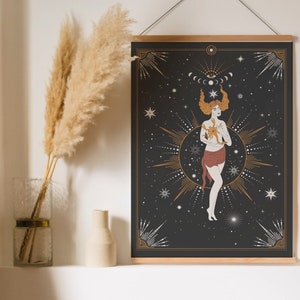 Witchy Wall Decor, Scorpio Poster, Celestial Decor, Astrological Print, Sun and Moon Print, Wall Hangings, Witchy Decorations, Witchy Art