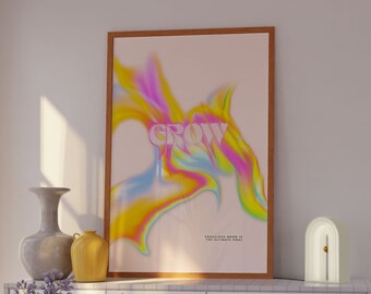 Retro Grainy Gradient, Aura Poster, Gradient Glow Print, Retro Poster, Aura Print, Mindfulness Quote, Affirmation Poster