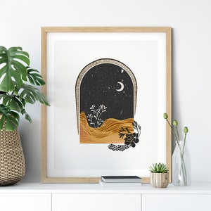 Boho Decor, Boho Wall Decor,  Moon Print, Boho Home Decor, Bedroom Wall Decor,Boho Bedroom Wall Decor, Wall Decor, Burnt Orange Decor