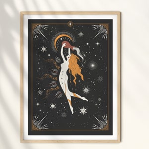 Aquarius Poster, Astrological Print, Zodiac Wall Decor, Celestial Decor, Sun and Moon Print, Wall Hangings, Astrological Bedroom Decor image 2